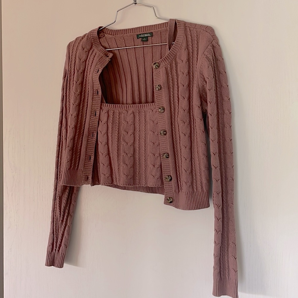 Purple Cropped Sweater Set (size small)